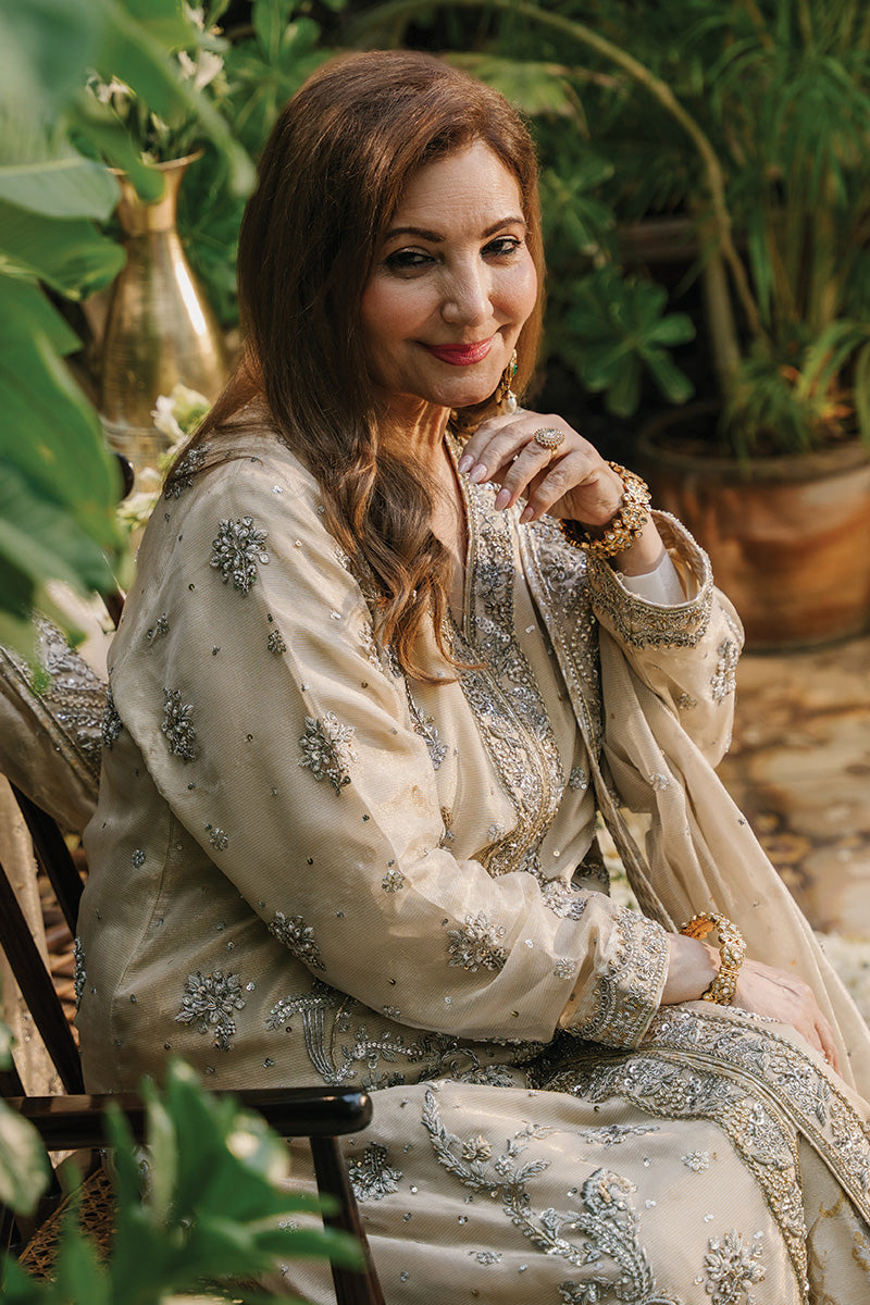 Off-White Zardozi Zari Net & Jamawar Kurta (3-Piece) - Image 8