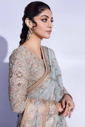 Pakistani Pastel Zardozi Net Saree with Silk Blouse (2-Piece) - Image 3