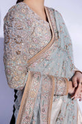 Pakistani Pastel Zardozi Net Saree with Silk Blouse (2-Piece) - Image 4