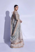 Pakistani Pastel Zardozi Net Saree with Silk Blouse (2-Piece) - Image 5