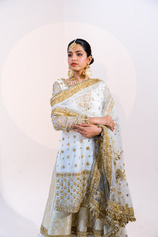 Ivory Gold Embroidered Silk Blend Sharara (3-Piece) - Image 6