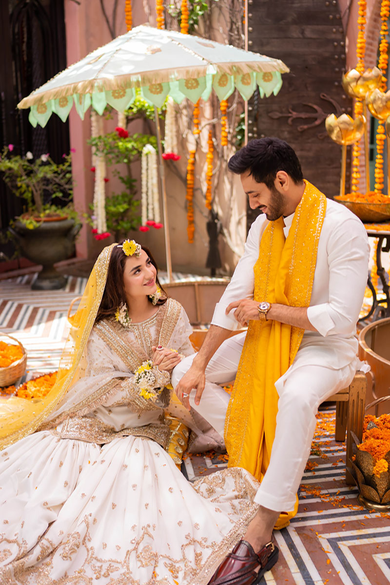 Pakistani Off-White Embroidered Khadi Net Farshi Sharara (3-Piece) - Image 5