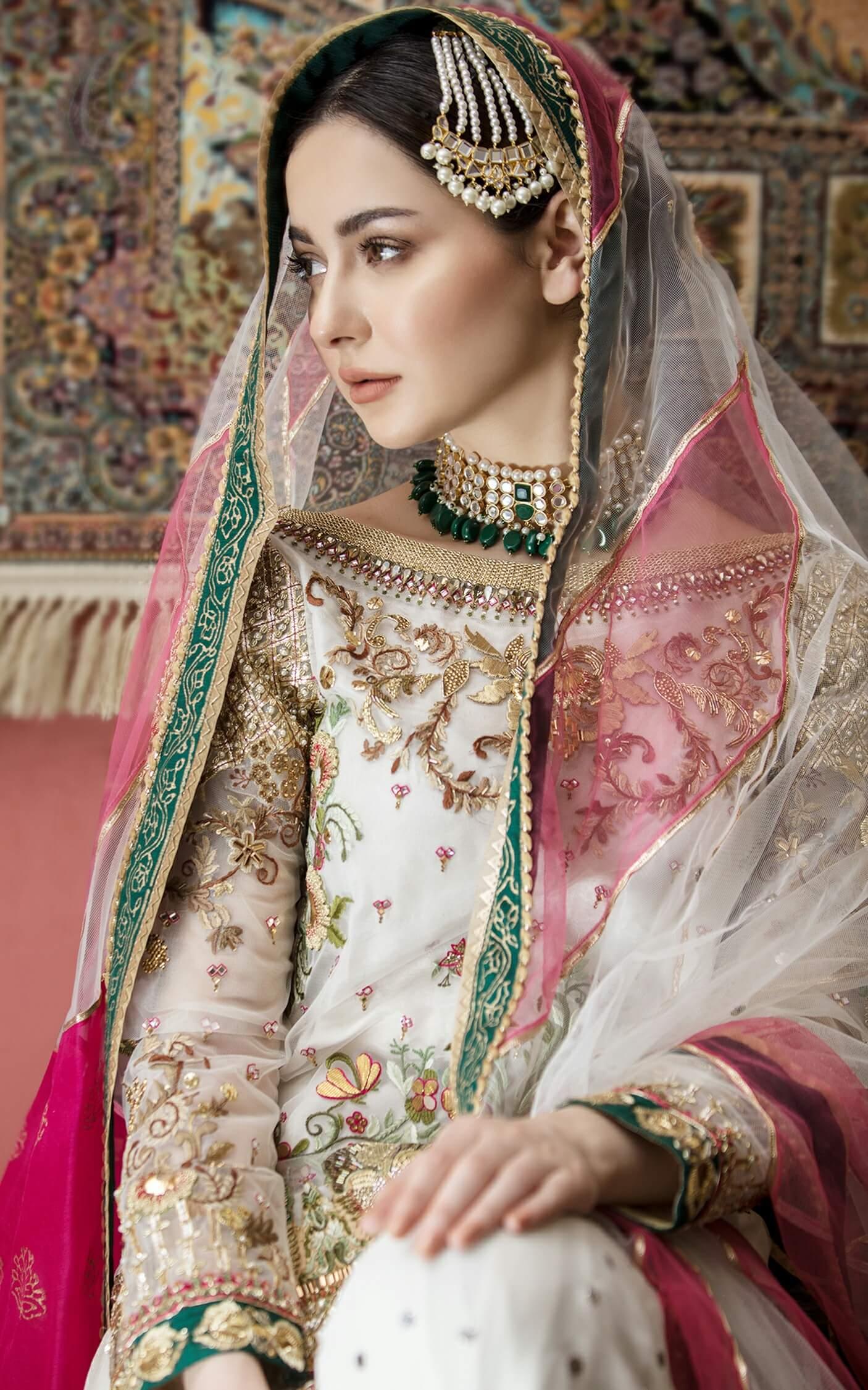 Ivory Embroidered Net Sharara Set (3-Piece) - Image 6