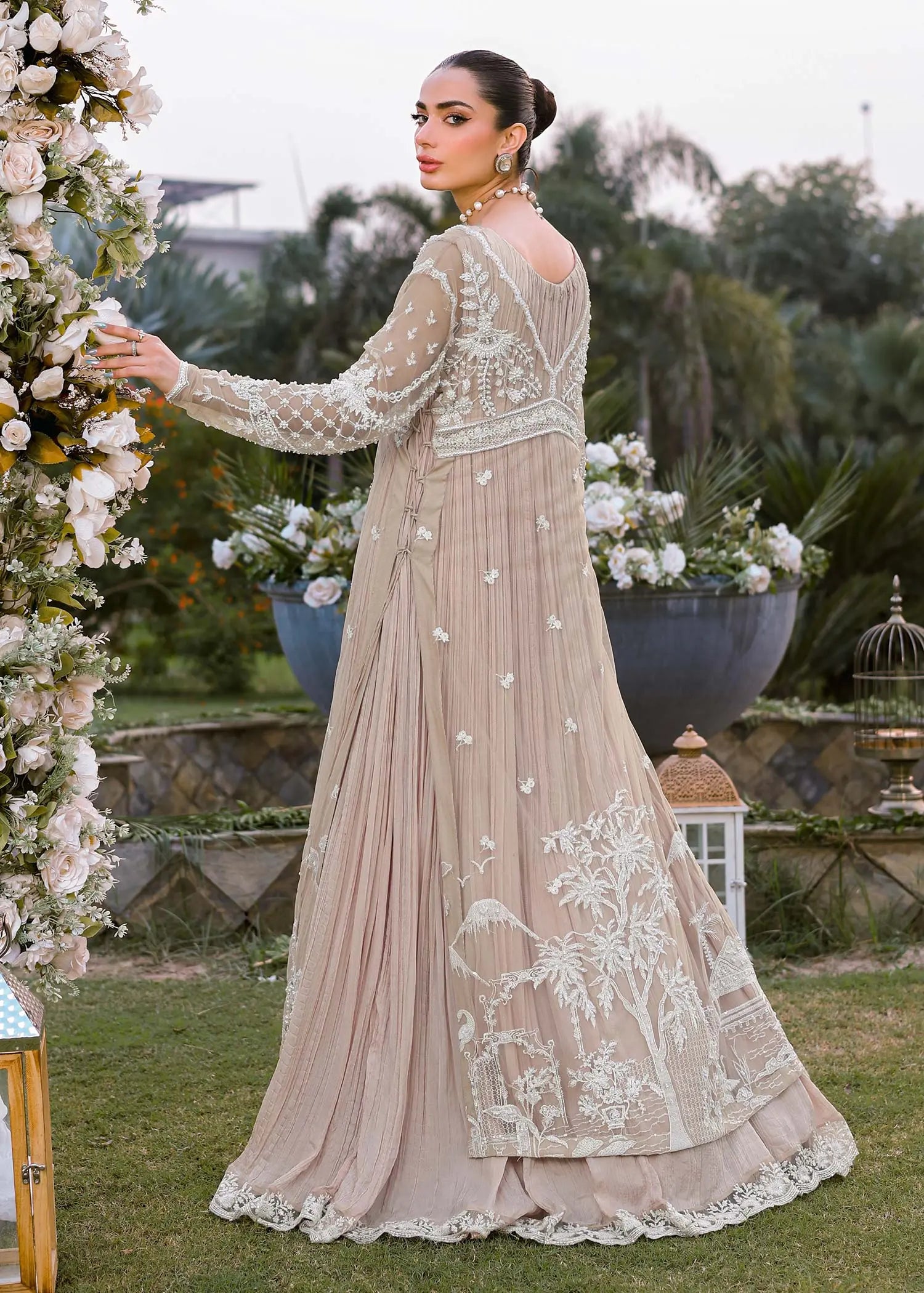 Skin Embroidered Net & Silk Sharara (3-Piece) - Image 3