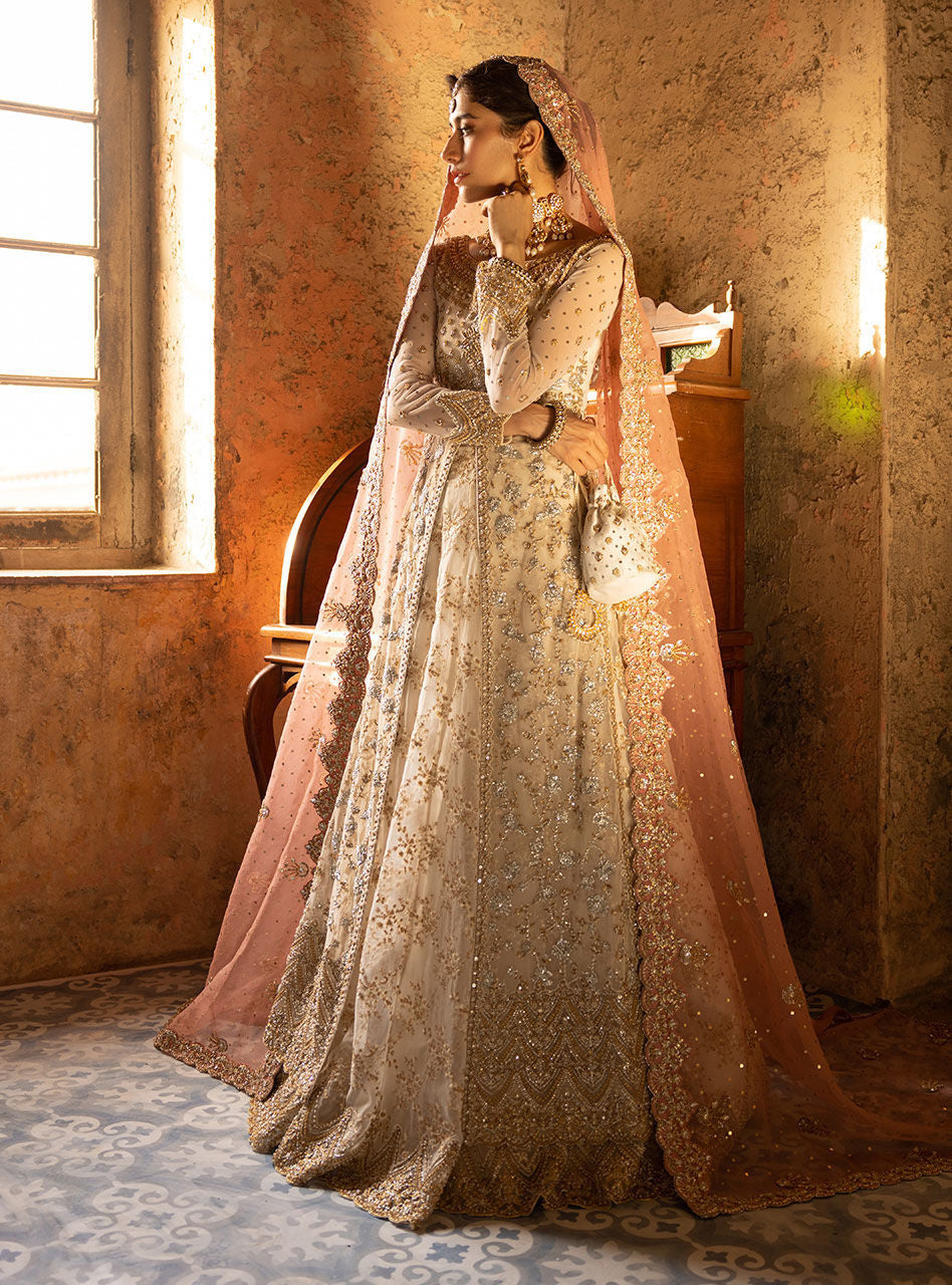 Pakistani Ivory Embellished Net Sharara Set (3-Piece) - Image 8