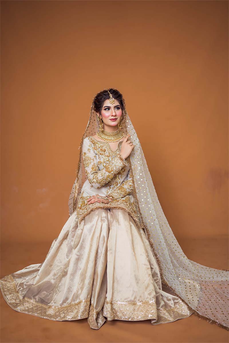 Pakistani Ivory Embellished Organza Sharara Dress (3-Piece) - Image 5