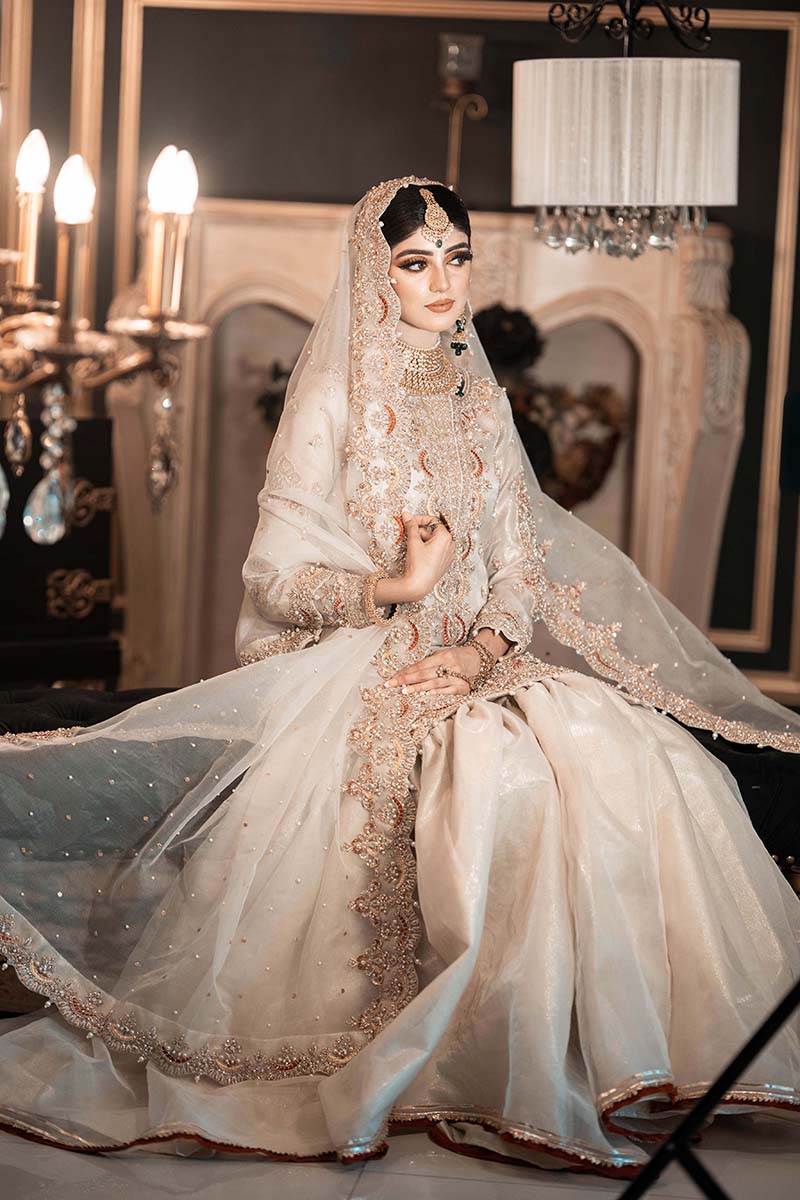 Ivory Embroidered Pure Organza Sharara (3-Piece) - Image 1