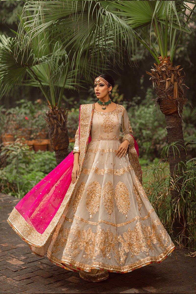 Ivory Adda Work Organza Anarkali Sharara (3-Piece) - Image 12