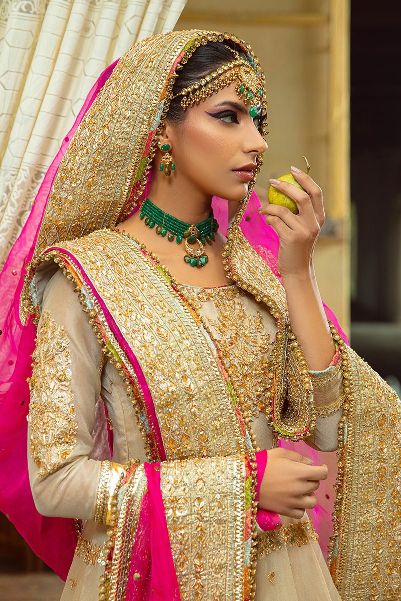 Ivory Adda Work Organza Anarkali Sharara (3-Piece) - Image 3