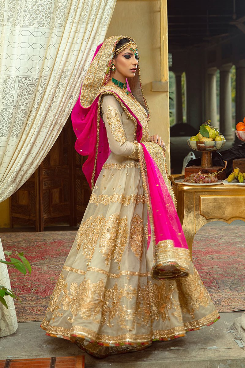 Ivory Adda Work Organza Anarkali Sharara (3-Piece) - Image 4