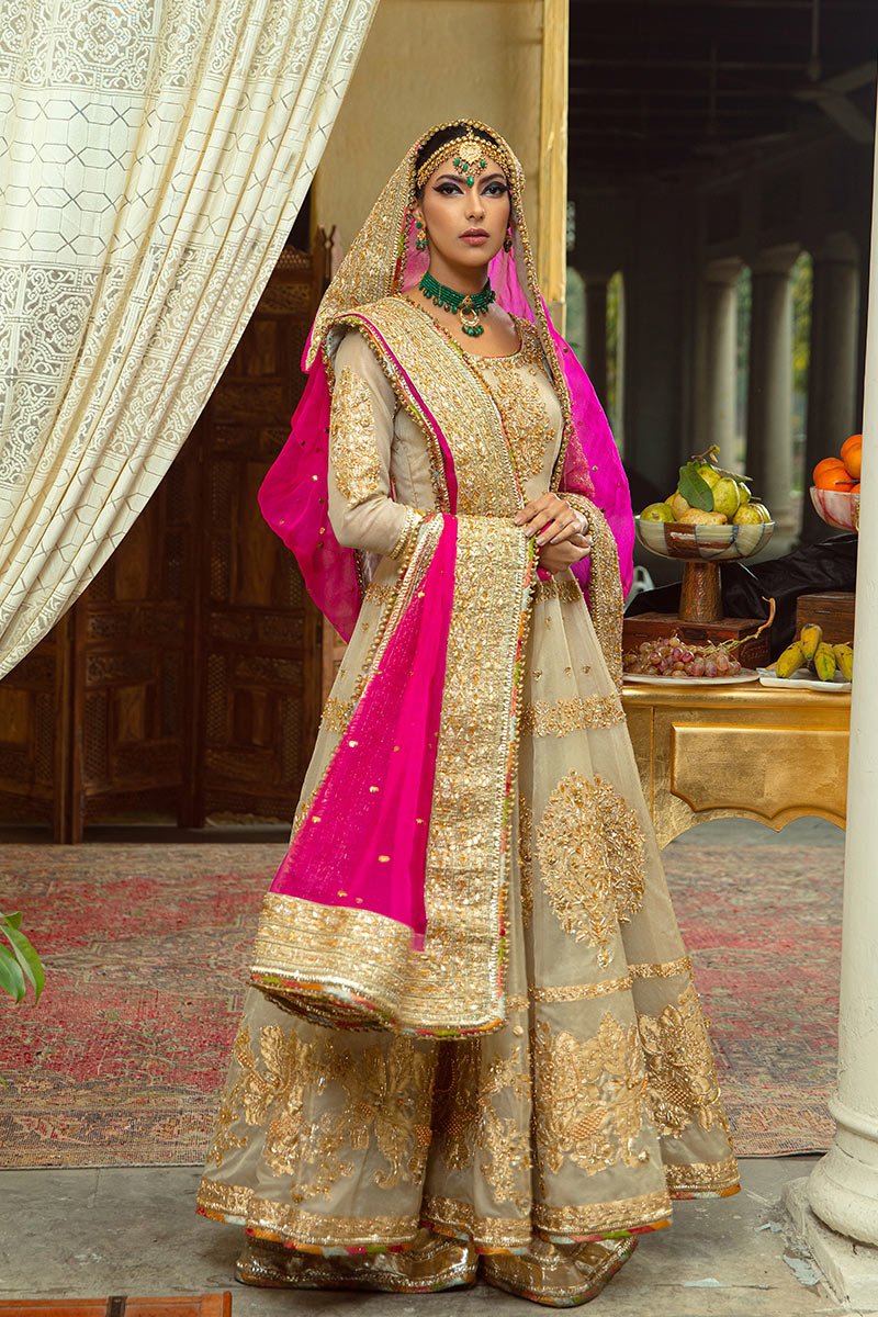 Ivory Adda Work Organza Anarkali Sharara (3-Piece) - Image 5