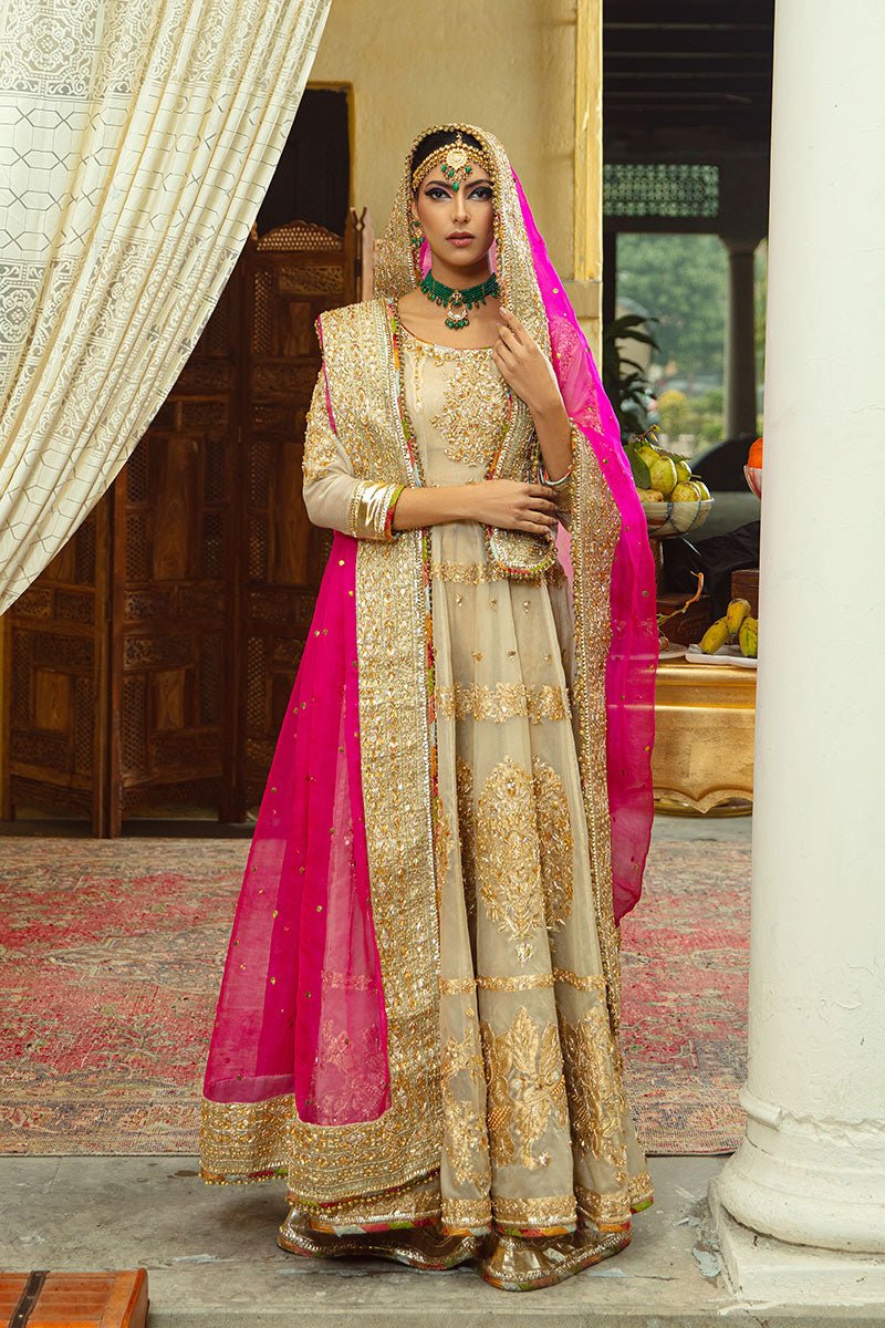 Ivory Adda Work Organza Anarkali Sharara (3-Piece) - Image 6