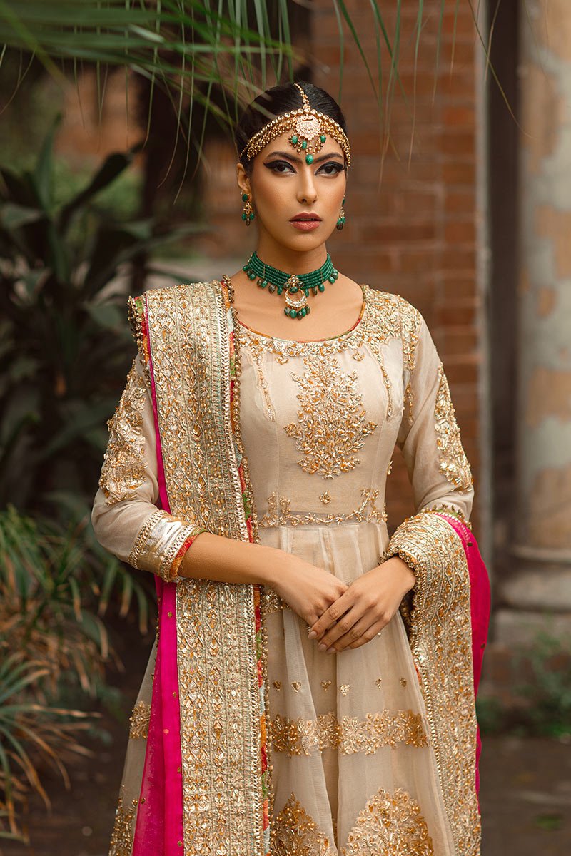 Ivory Adda Work Organza Anarkali Sharara (3-Piece) - Image 7