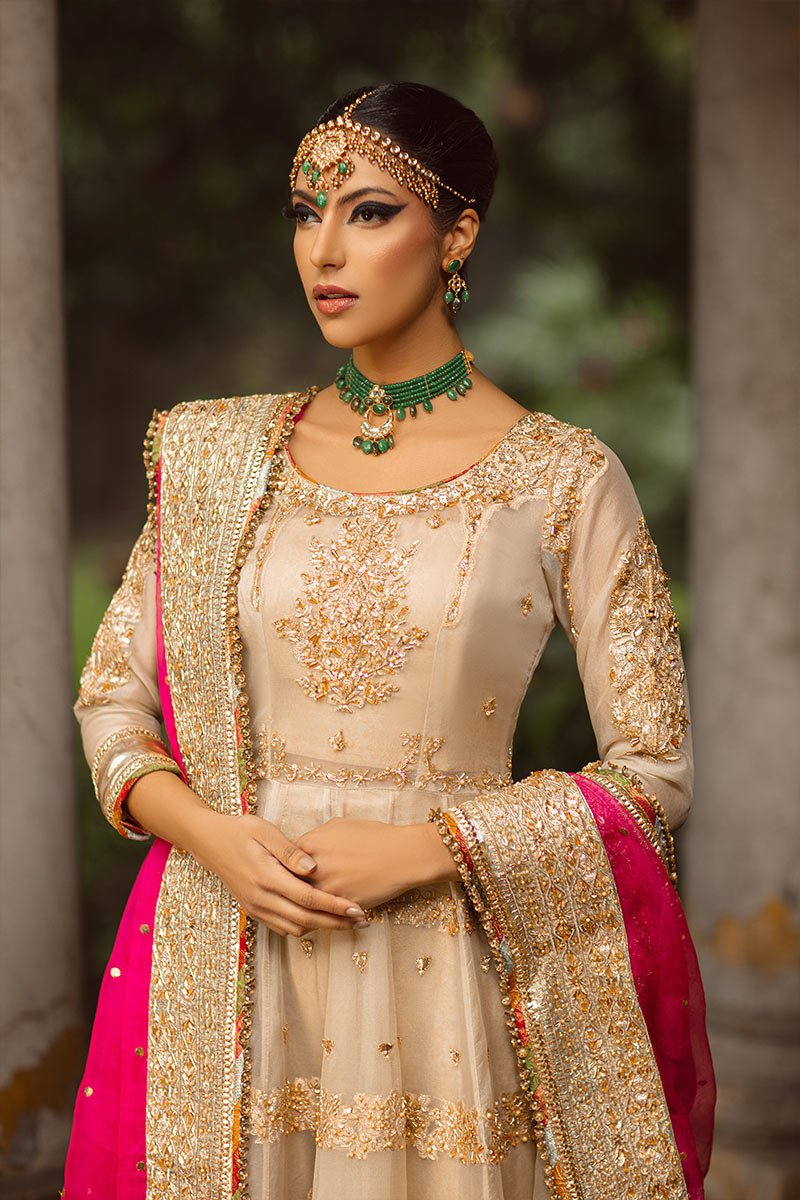 Ivory Adda Work Organza Anarkali Sharara (3-Piece) - Image 8