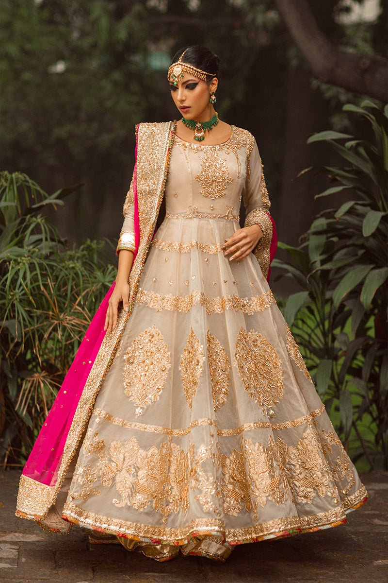 Ivory Adda Work Organza Anarkali Sharara (3-Piece) - Image 9