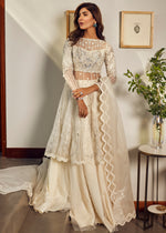 Pakistani Ivory Handworked Organza & Net Sharara (3-Piece) - Image 2