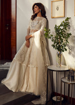 Pakistani Ivory Handworked Organza & Net Sharara (3-Piece) - Image 3