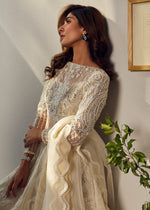 Pakistani Ivory Handworked Organza & Net Sharara (3-Piece) - Image 4