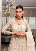 Ivory Pearl Embellished Organza & Net Sharara (3-Piece) - Image 3