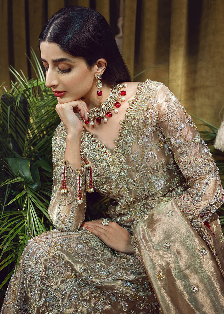 Ivory Embroidered Pure Tissue Long Shirt Sharara (3-Piece) - Image 1