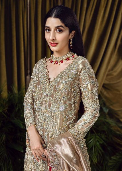 Ivory Embroidered Pure Tissue Long Shirt Sharara (3-Piece) - Image 5