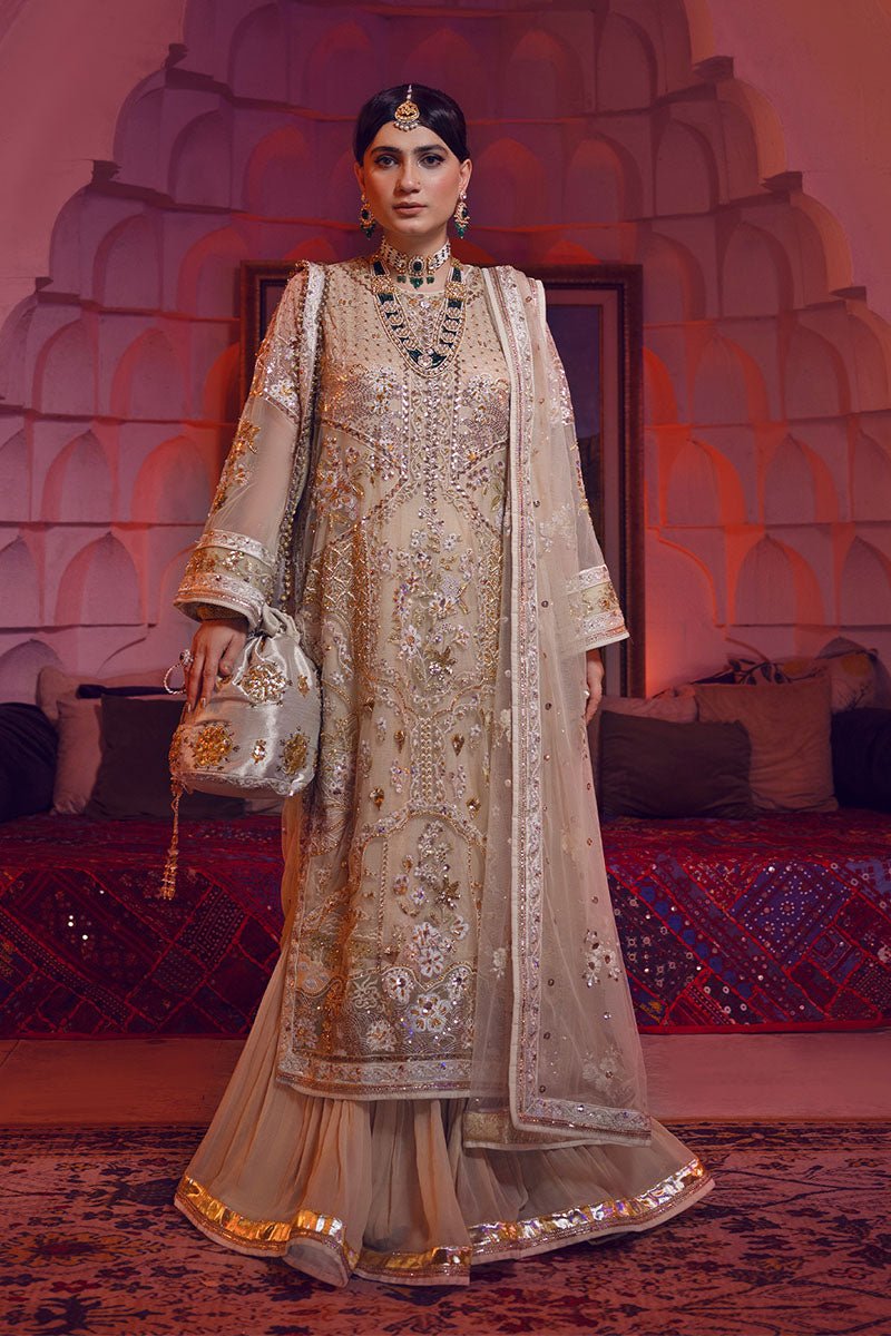 Ivory Embellished Tulle & Raw Silk Sharara (3-Piece) - Image 5