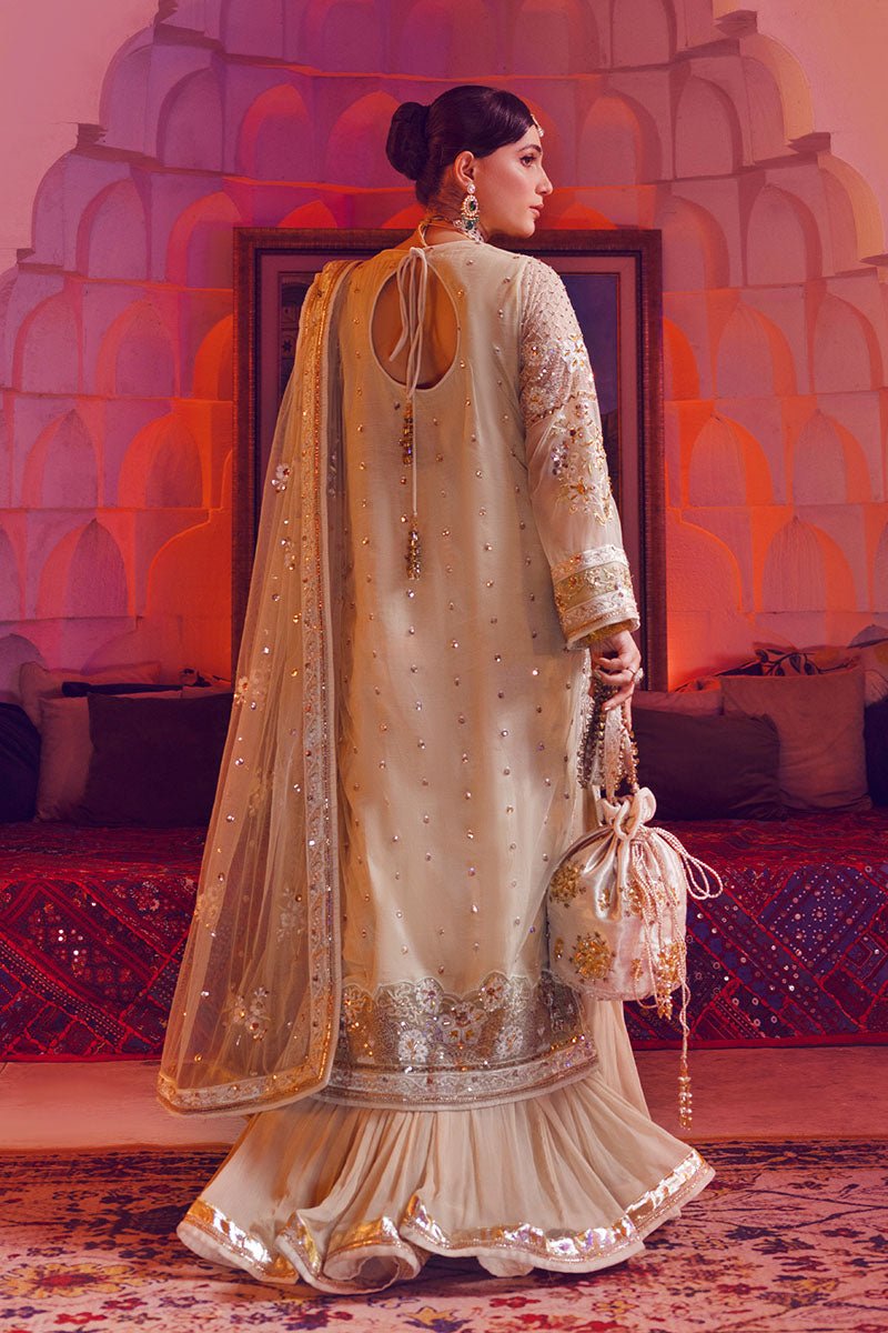 Ivory Embellished Tulle & Raw Silk Sharara (3-Piece) - Image 7