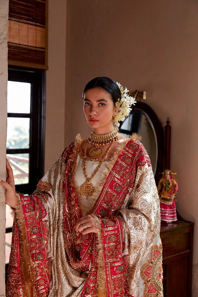 Ivory Embellished Raw Silk Sharara (3-Piece) - Image 1