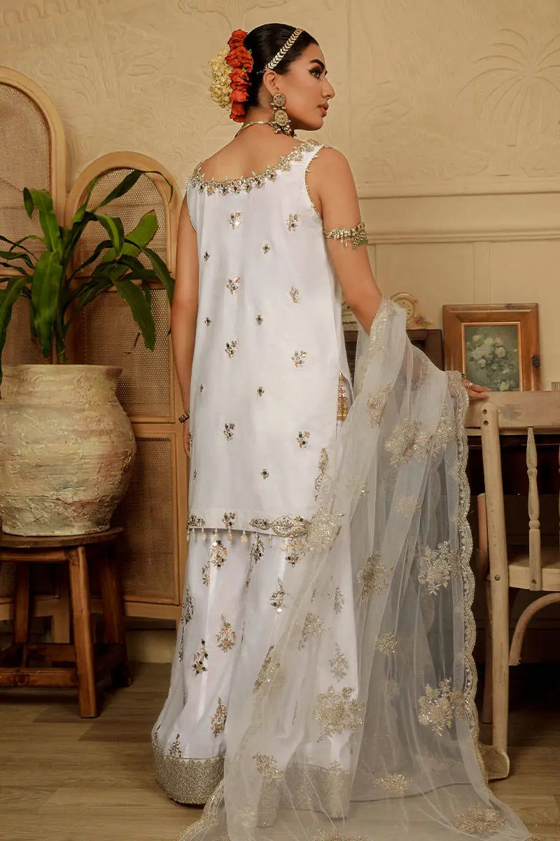 Ivory Mirror-Gota Raw Silk Sharara Set (3-Piece) - Image 3