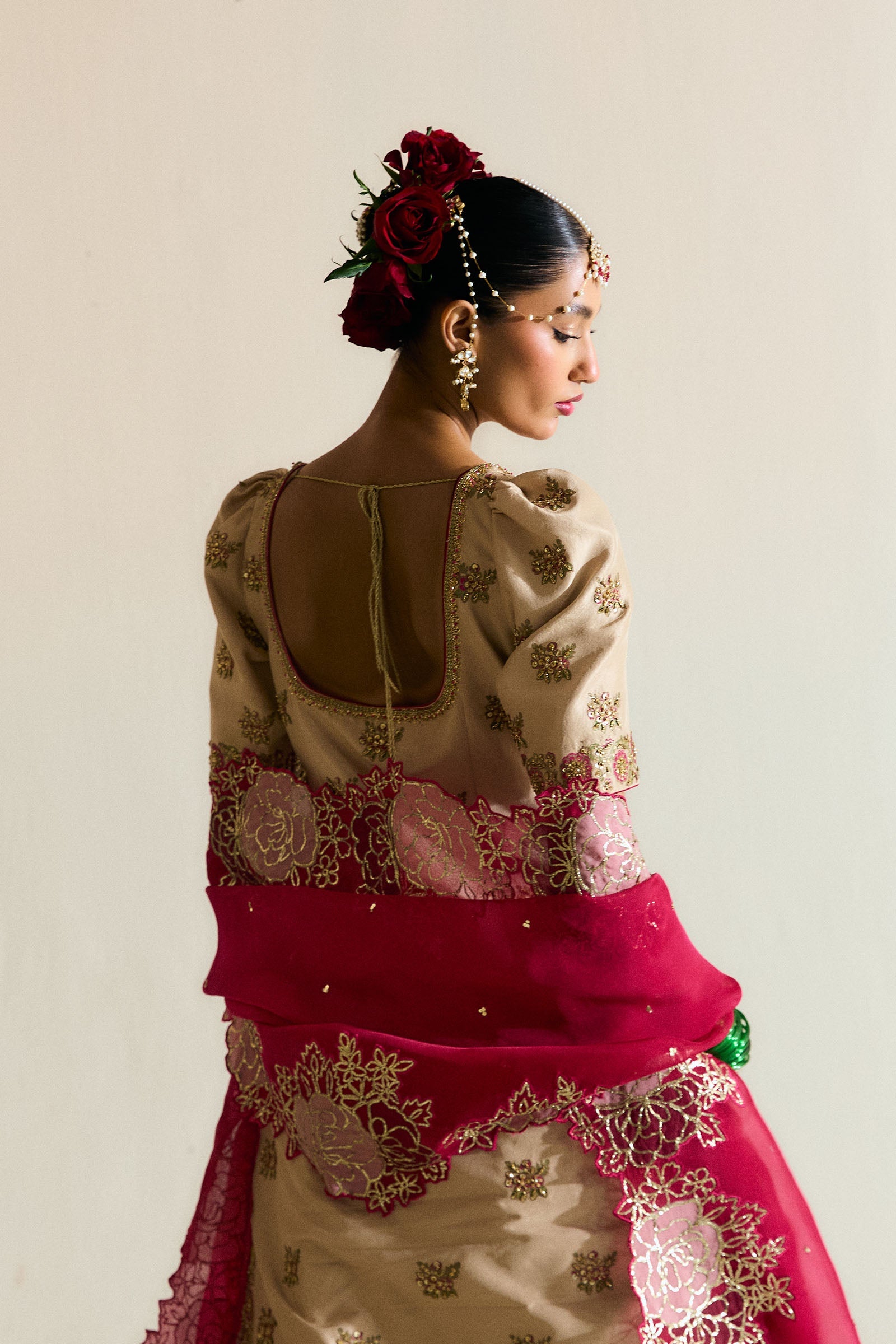 Ivory Naqshi Pitta Raw Silk Sharara (3-Piece) - Image 3