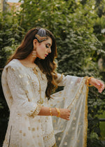 Beige Ivory Gota Embroidered Silk Sharara (3-Piece) - Image 3