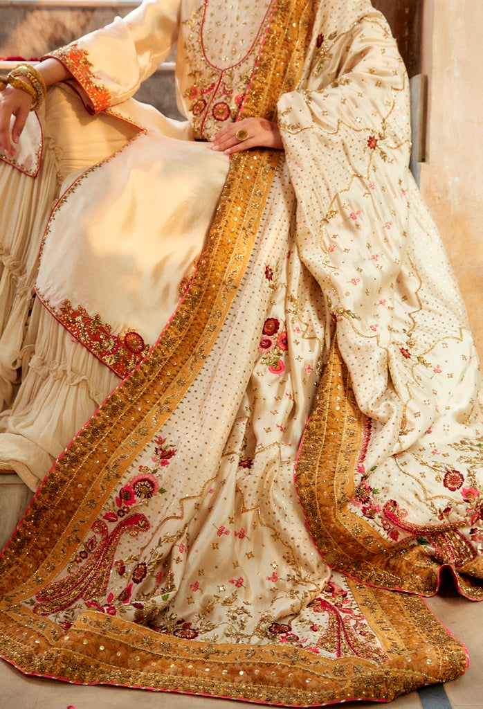 Ivory Embellished Tissue Silk Sharara (3-Piece) - Image 5