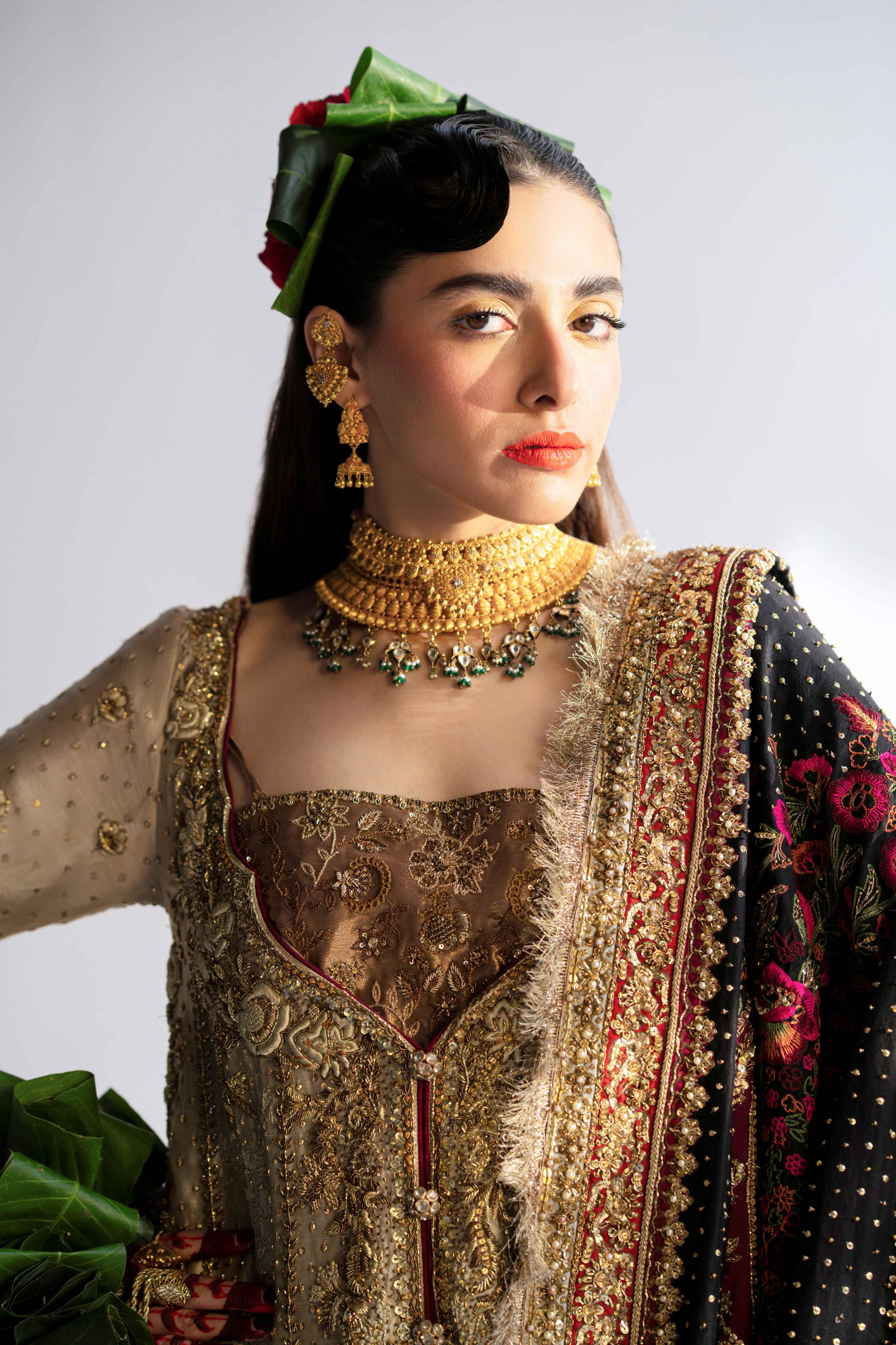 Ivory Hand-Embroidered Tissue Silk Bridal Sharara (3-Piece) - Image 2