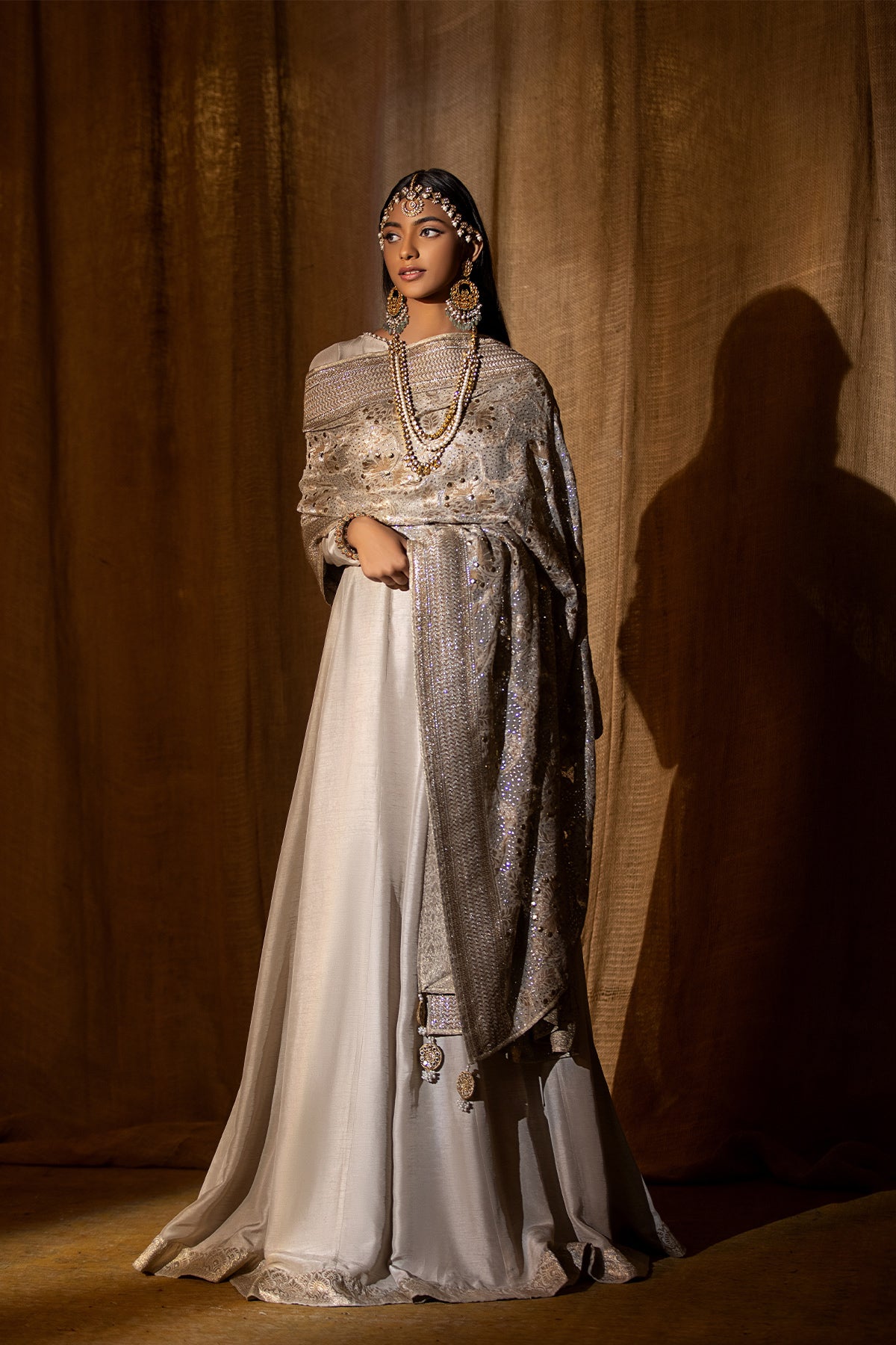 Ivory Grey Mukesh Mahsori Shawl (1-Pc) - Image 2