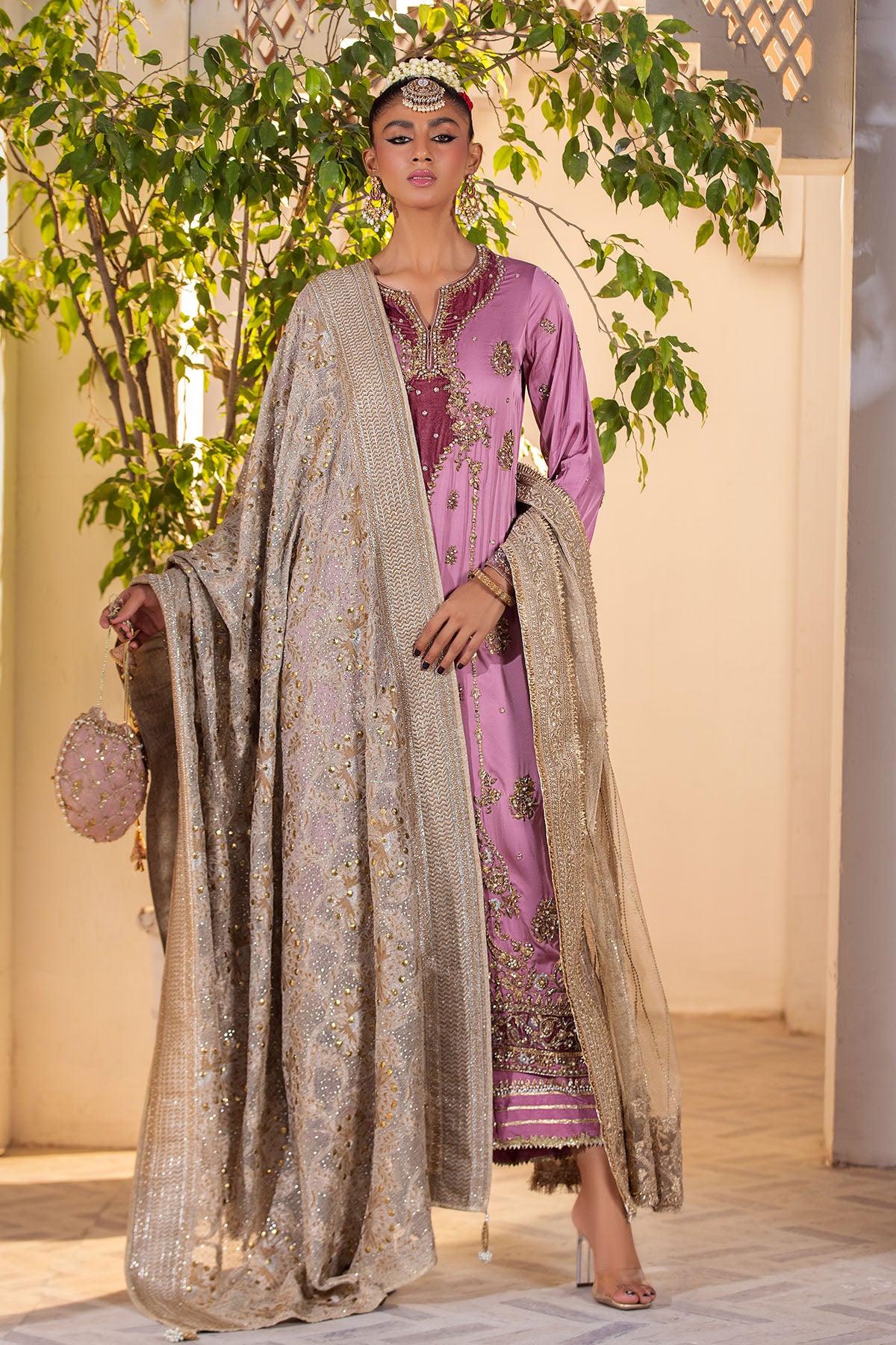 Ivory Grey Mukesh Mahsori Shawl (1-Pc) - Image 3