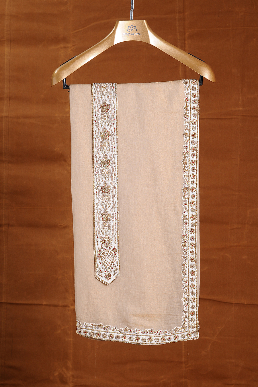 Ivory Zardozi Matka Silk Sherwani (3-Piece) - Image 6