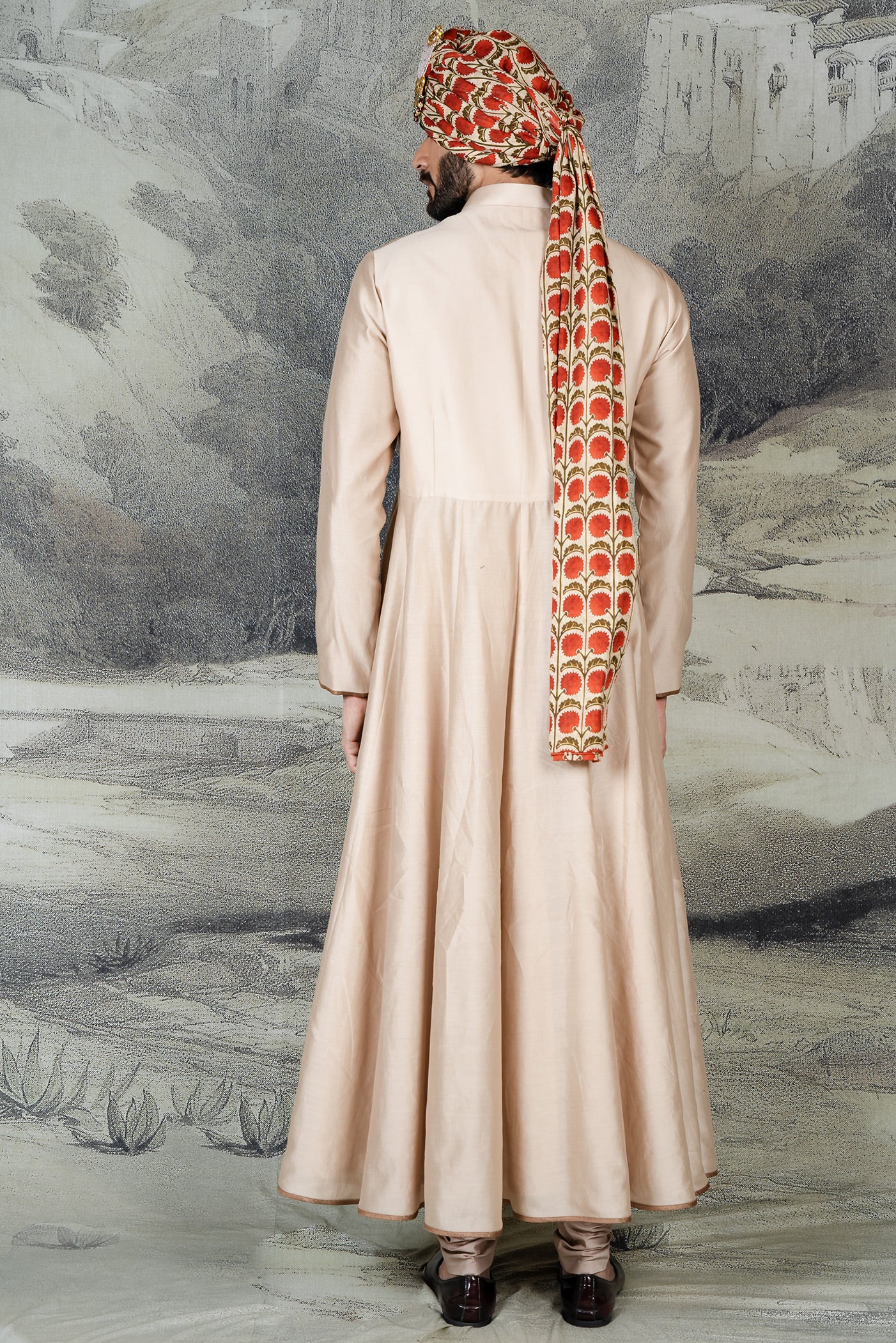 Crème Ivory Embroidered Silk Sherwani (3-Piece) - Image 8