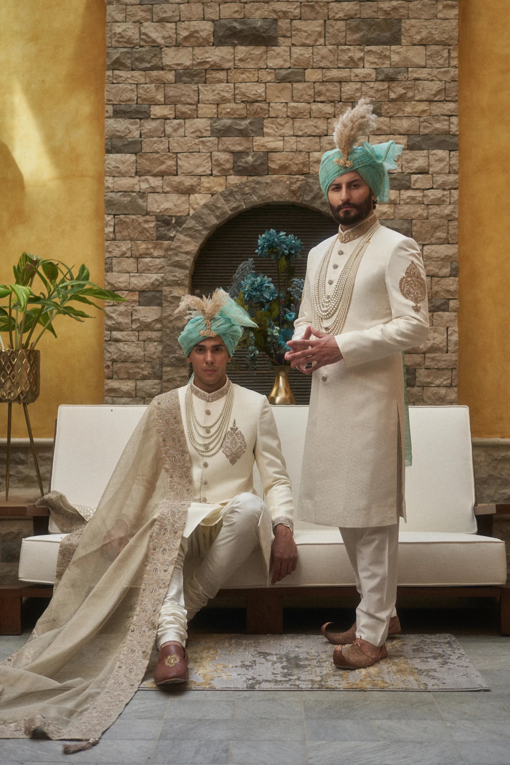 Dover White Embroidered Silk-Blend Groom Sherwani (3-Piece) - Image 4