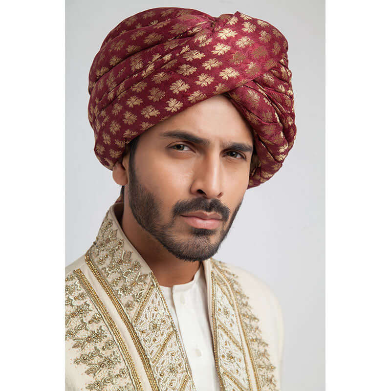 Ivory Zardozi Silk-Blend Groom Sherwani (4-Piece) - Image 3
