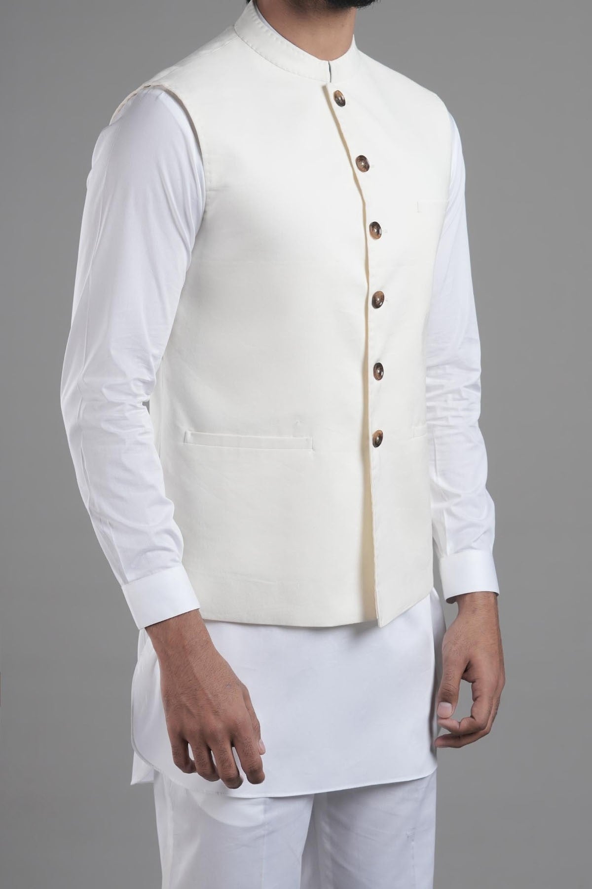 Off-White Premium Cotton Waistcoat (1-Pc) - Image 3