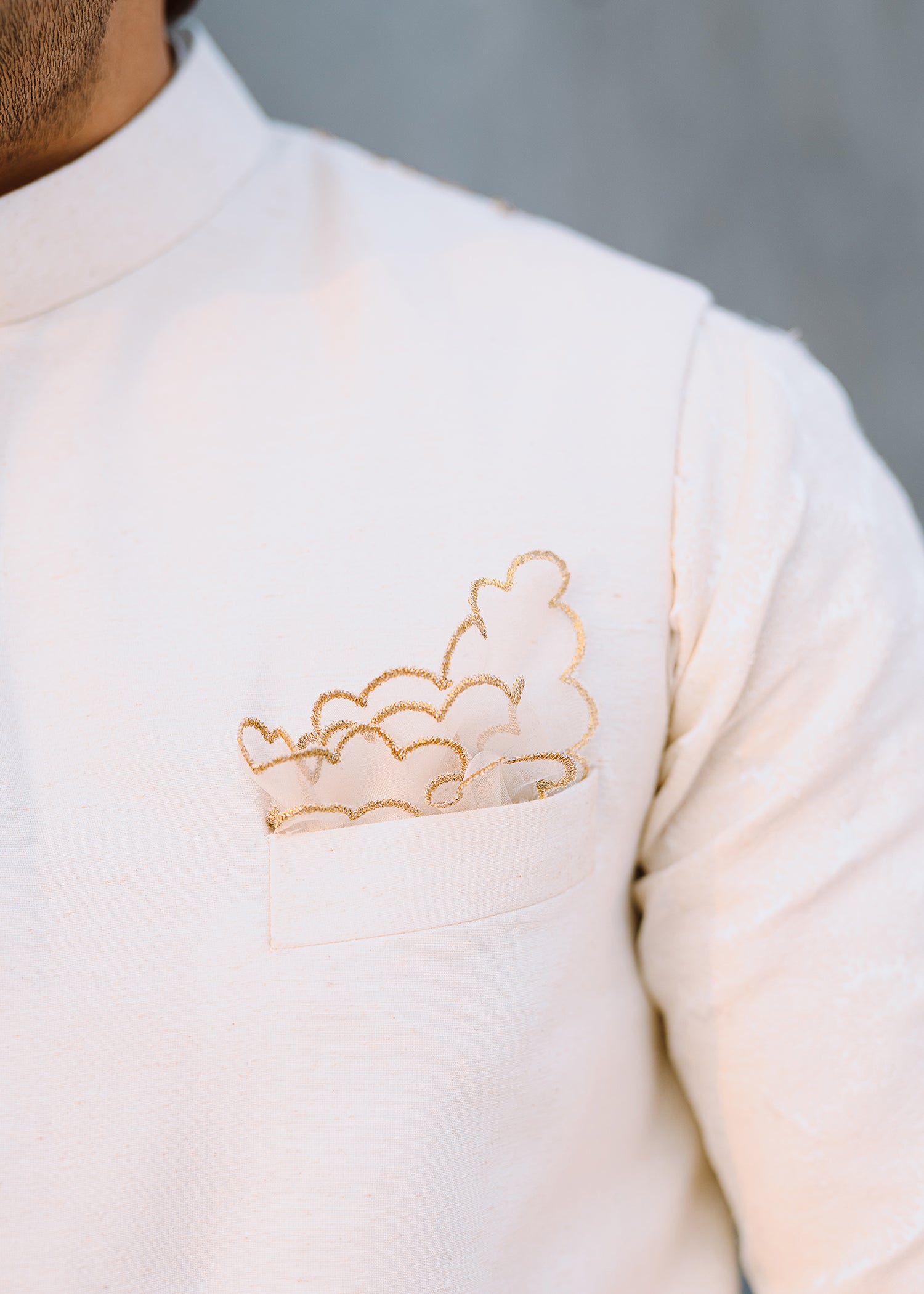 Ivory Zardozi Karandi Waistcoat (3-Piece) - Image 3