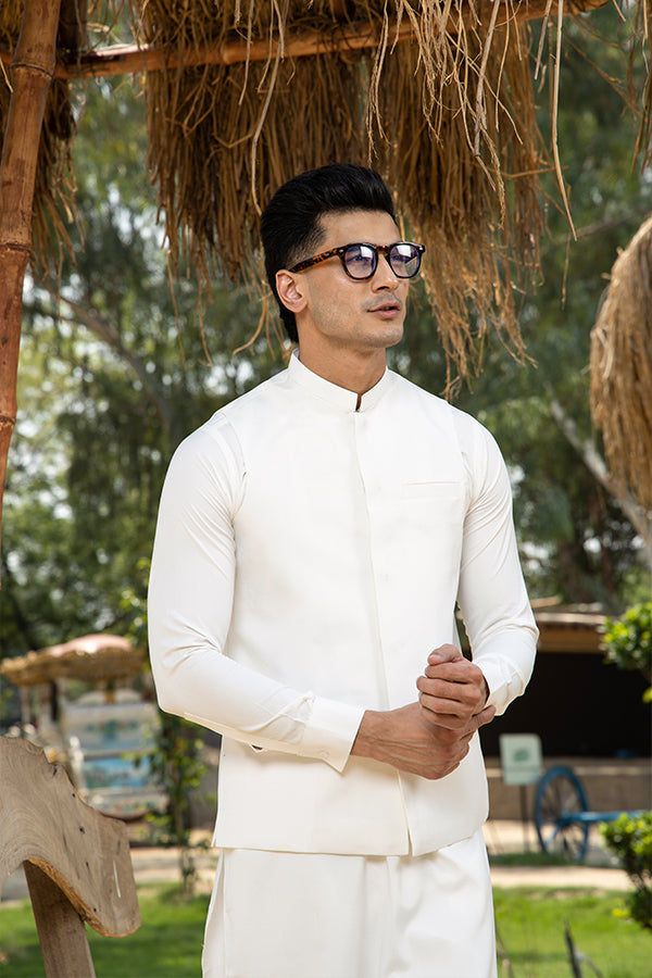 Off-White Boski Waistcoat Kurta Set (3-Piece) - Image 3