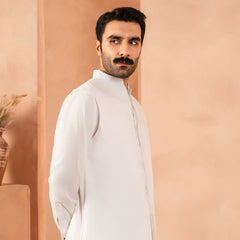Ivory White Luxury Cotton Waistcoat Kurta (3-Piece) - Image 3