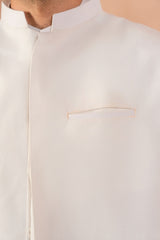 Ivory White Luxury Cotton Waistcoat Kurta (3-Piece) - Image 5