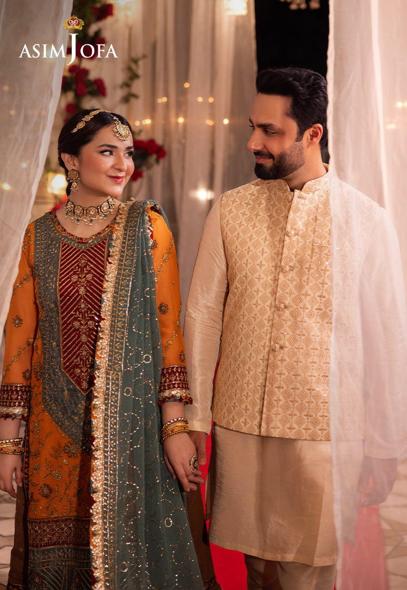 Off White Embroidered Raw Silk Waistcoat Kurta (3-Piece) - Image 5