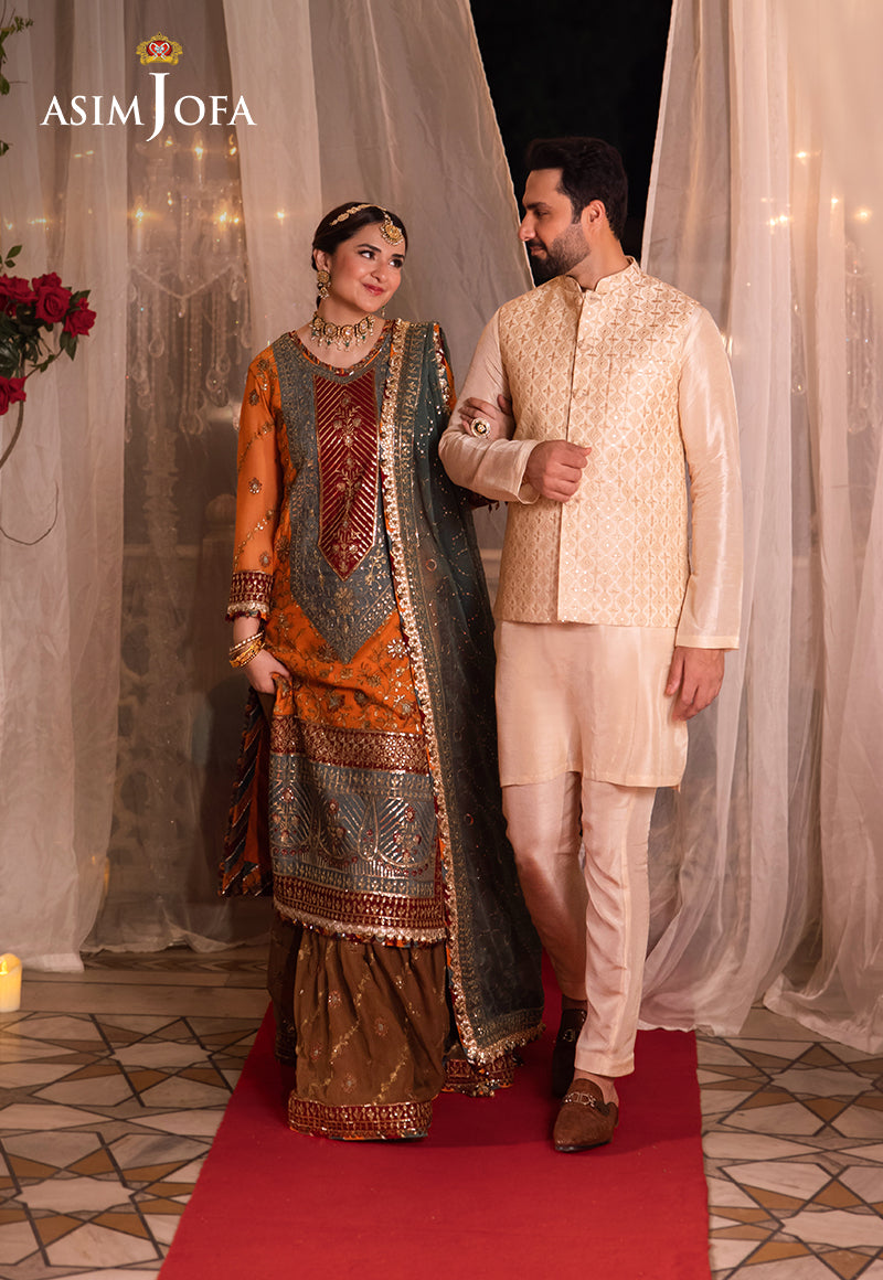 Off White Embroidered Raw Silk Waistcoat Kurta (3-Piece) - Image 7