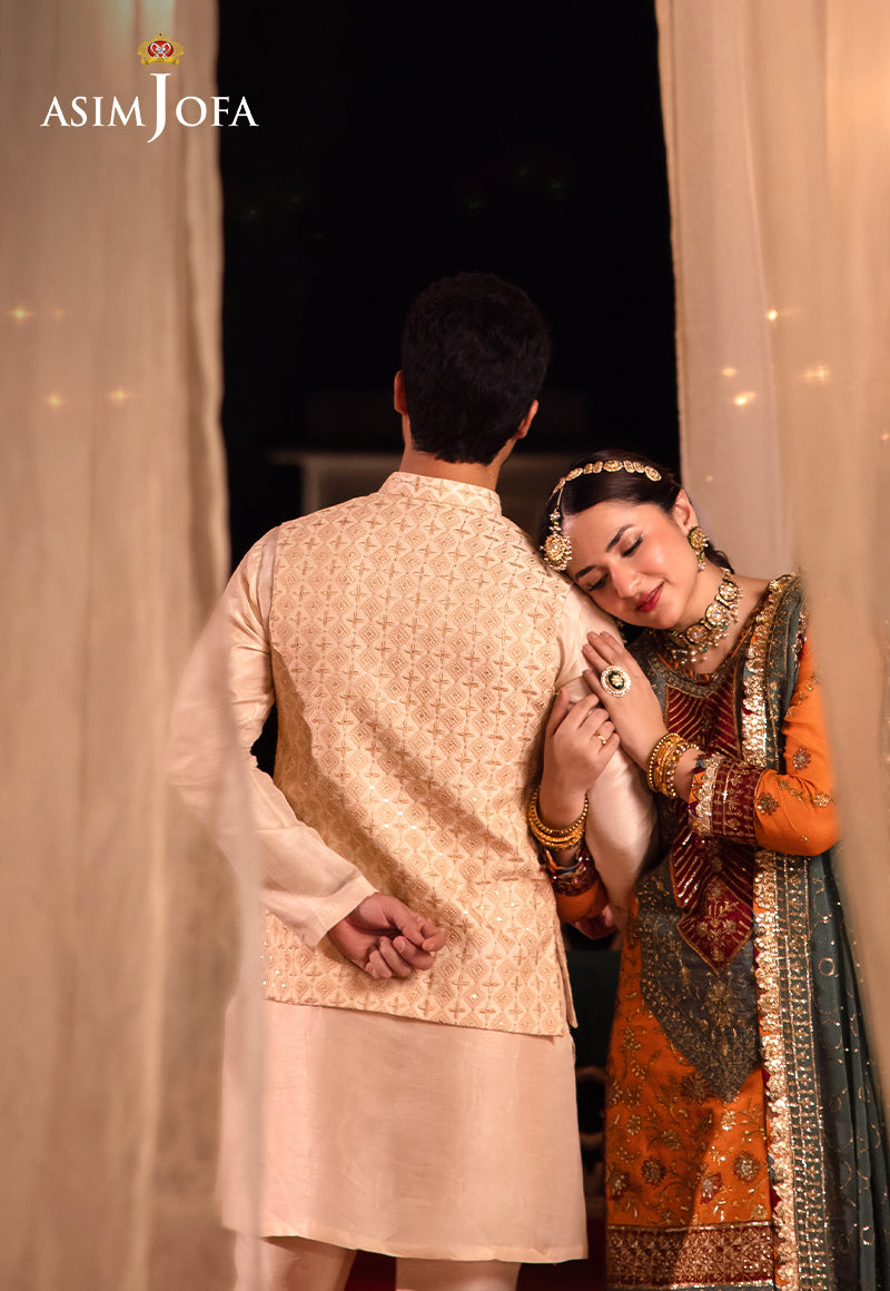 Off White Embroidered Raw Silk Waistcoat Kurta (3-Piece) - Image 8