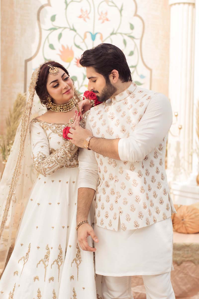 Ivory Embroidered Raw Silk Waistcoat Kurta (3-Piece) - Image 5