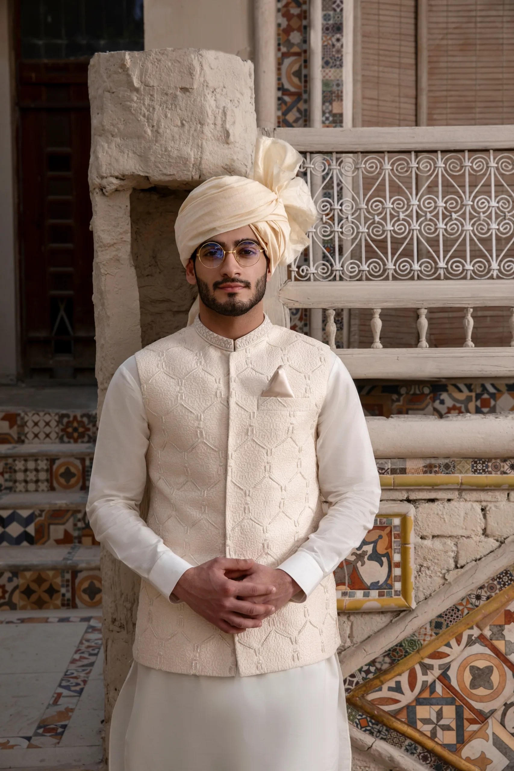 Off-White Embroidered Silk-Blend Waistcoat (3-Piece) - Image 1