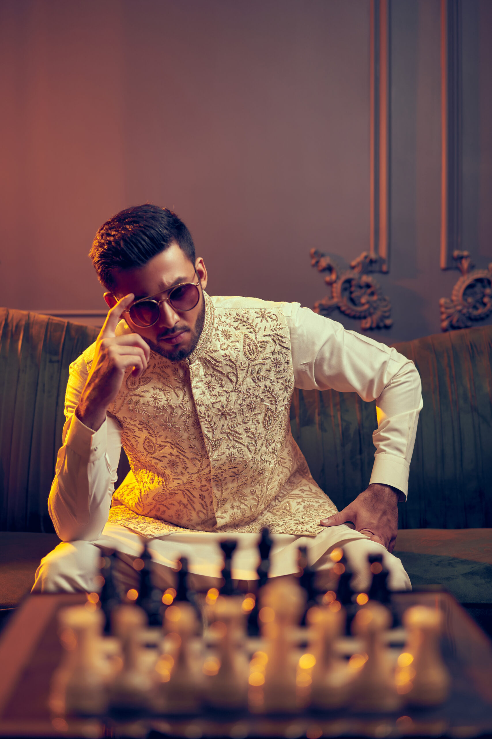 Ivory Embroidered Silk Blend Waistcoat (3-Piece) - Image 2